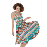 Navajo Geometric Pattern Print Women's Sleeveless Dress
