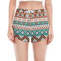 Navajo Geometric Pattern Print Women's Split Running Shorts