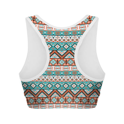 Navajo Geometric Pattern Print Women's Sports Bra