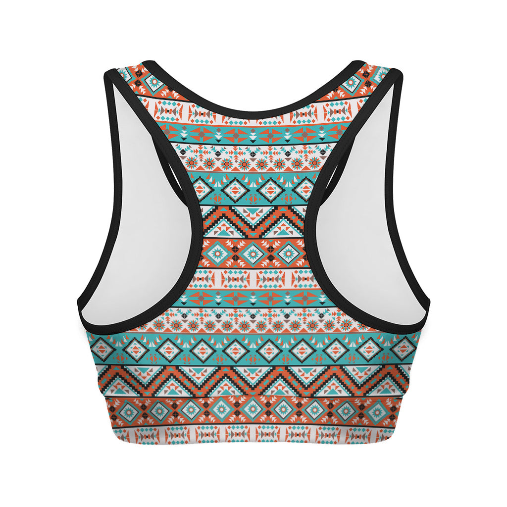 Navajo Geometric Pattern Print Women's Sports Bra