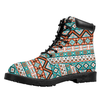 Navajo Geometric Pattern Print Work Boots