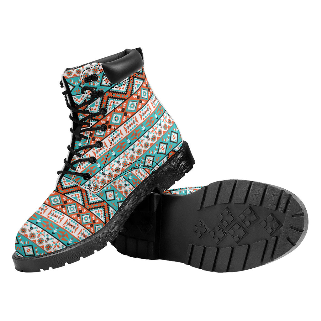 Navajo Geometric Pattern Print Work Boots