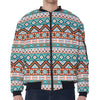 Navajo Geometric Pattern Print Zip Sleeve Bomber Jacket