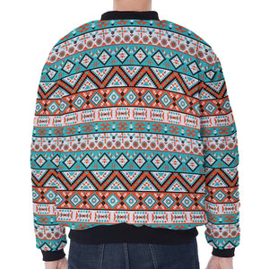 Navajo Geometric Pattern Print Zip Sleeve Bomber Jacket