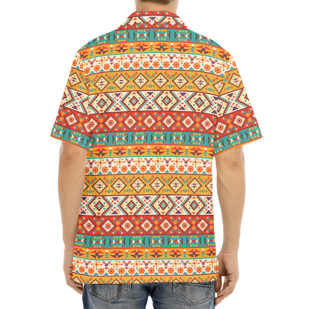 Navajo Native Pattern Print Aloha Shirt