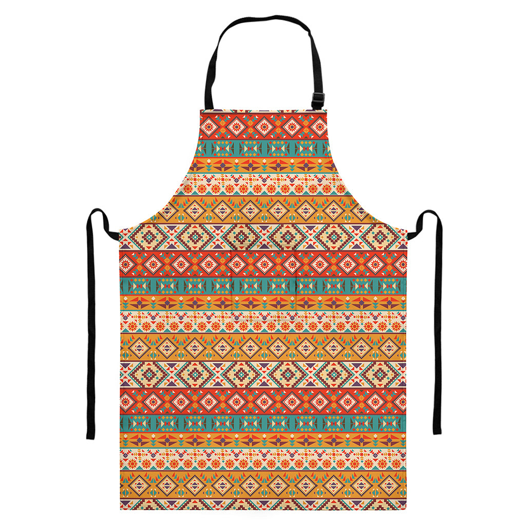 Navajo Native Pattern Print Bib Apron With Pocket