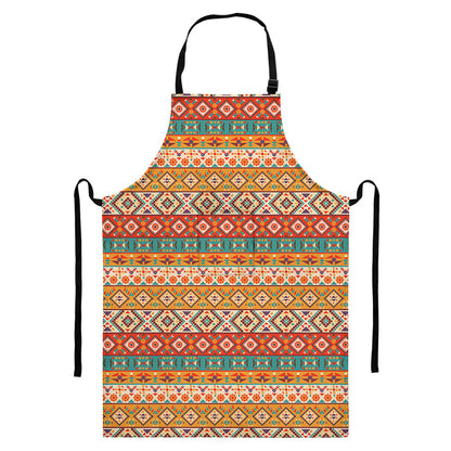 Navajo Native Pattern Print Bib Apron With Pocket