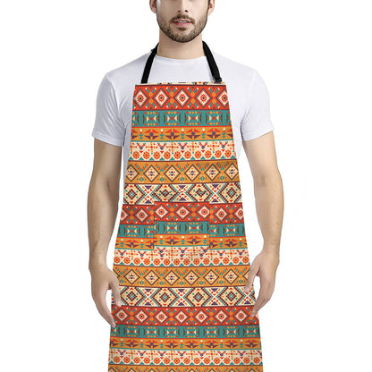 Navajo Native Pattern Print Bib Apron With Pocket