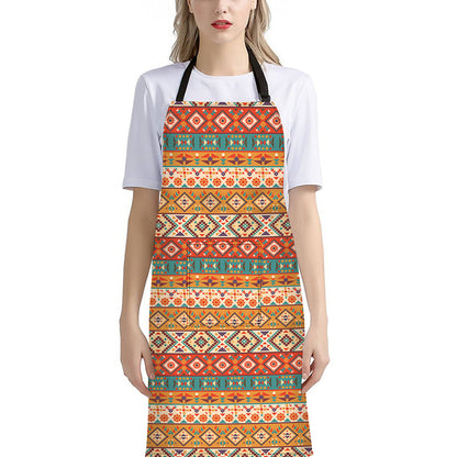 Navajo Native Pattern Print Bib Apron With Pocket