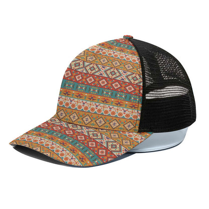Navajo Native Pattern Print Black Mesh Trucker Cap