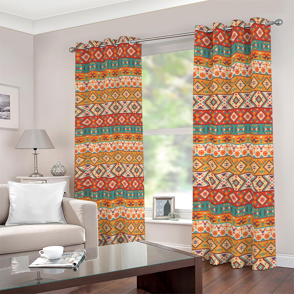 Navajo Native Pattern Print Blackout Grommet Curtains