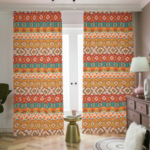 Navajo Native Pattern Print Blackout Pencil Pleat Curtains