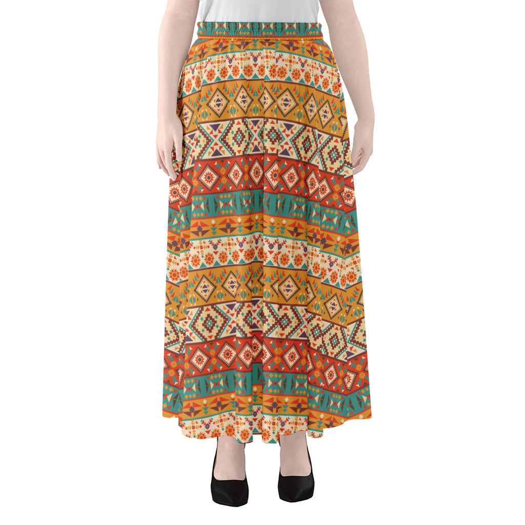 Navajo Native Pattern Print Chiffon Maxi Skirt