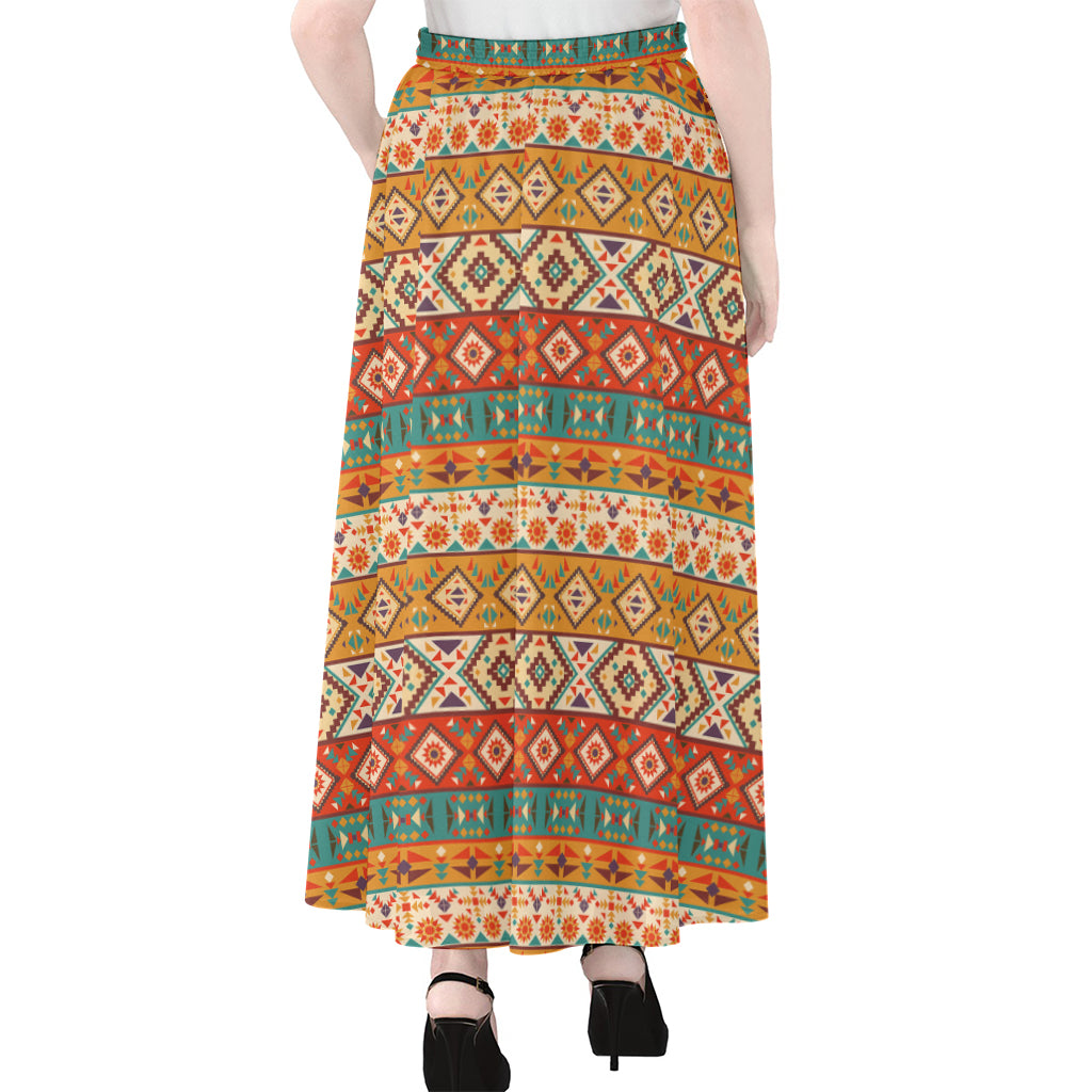 Navajo Native Pattern Print Chiffon Maxi Skirt