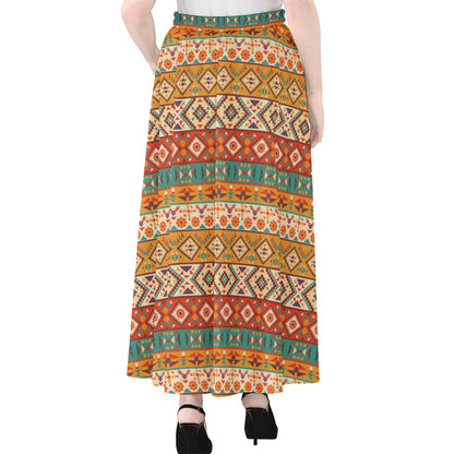 Navajo Native Pattern Print Chiffon Maxi Skirt