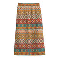Navajo Native Pattern Print Cotton Front Slit Maxi Skirt