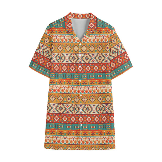 Navajo Native Pattern Print Cotton Hawaiian Shirt