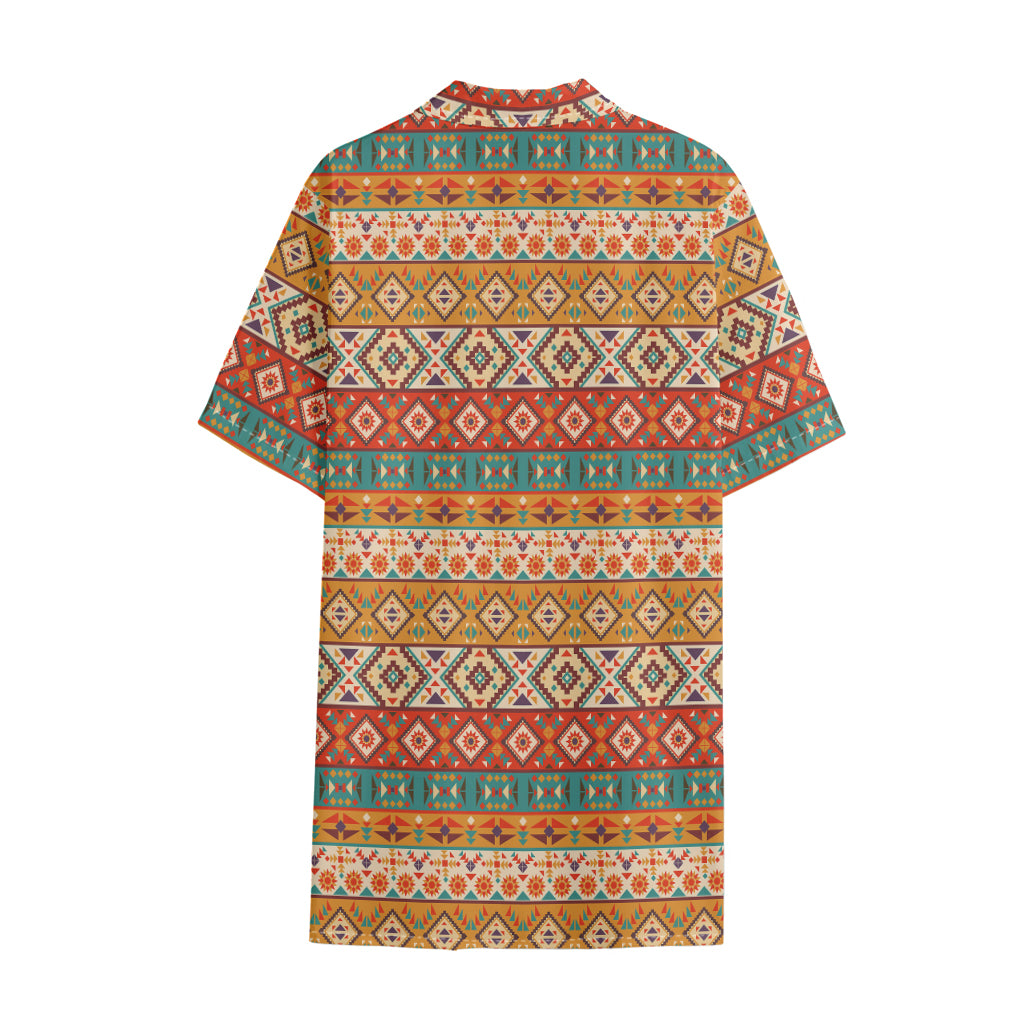 Navajo Native Pattern Print Cotton Hawaiian Shirt