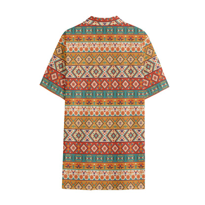 Navajo Native Pattern Print Cotton Hawaiian Shirt