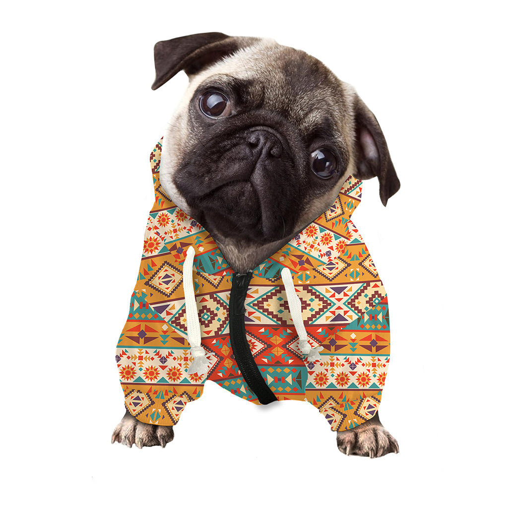 Navajo Native Pattern Print Dog Zip Up Hoodie