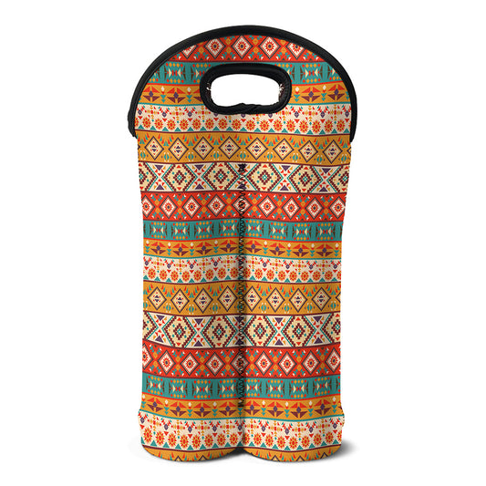 Navajo Native Pattern Print Double Neoprene Wine Tote