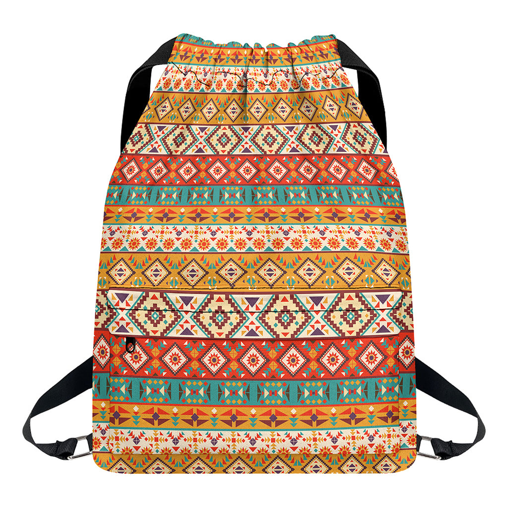 Navajo Native Pattern Print Drawstring Backpack