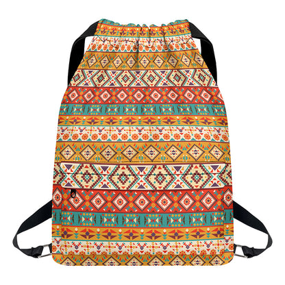 Navajo Native Pattern Print Drawstring Backpack