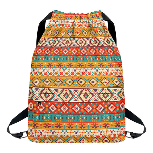 Navajo Native Pattern Print Drawstring Backpack