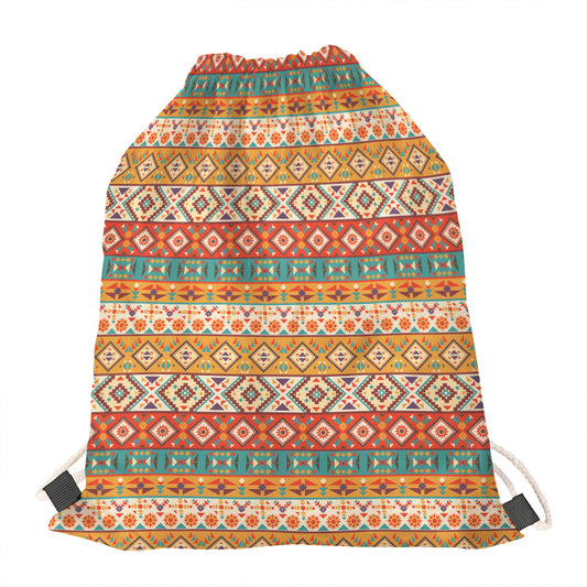 Navajo Native Pattern Print Drawstring Bag
