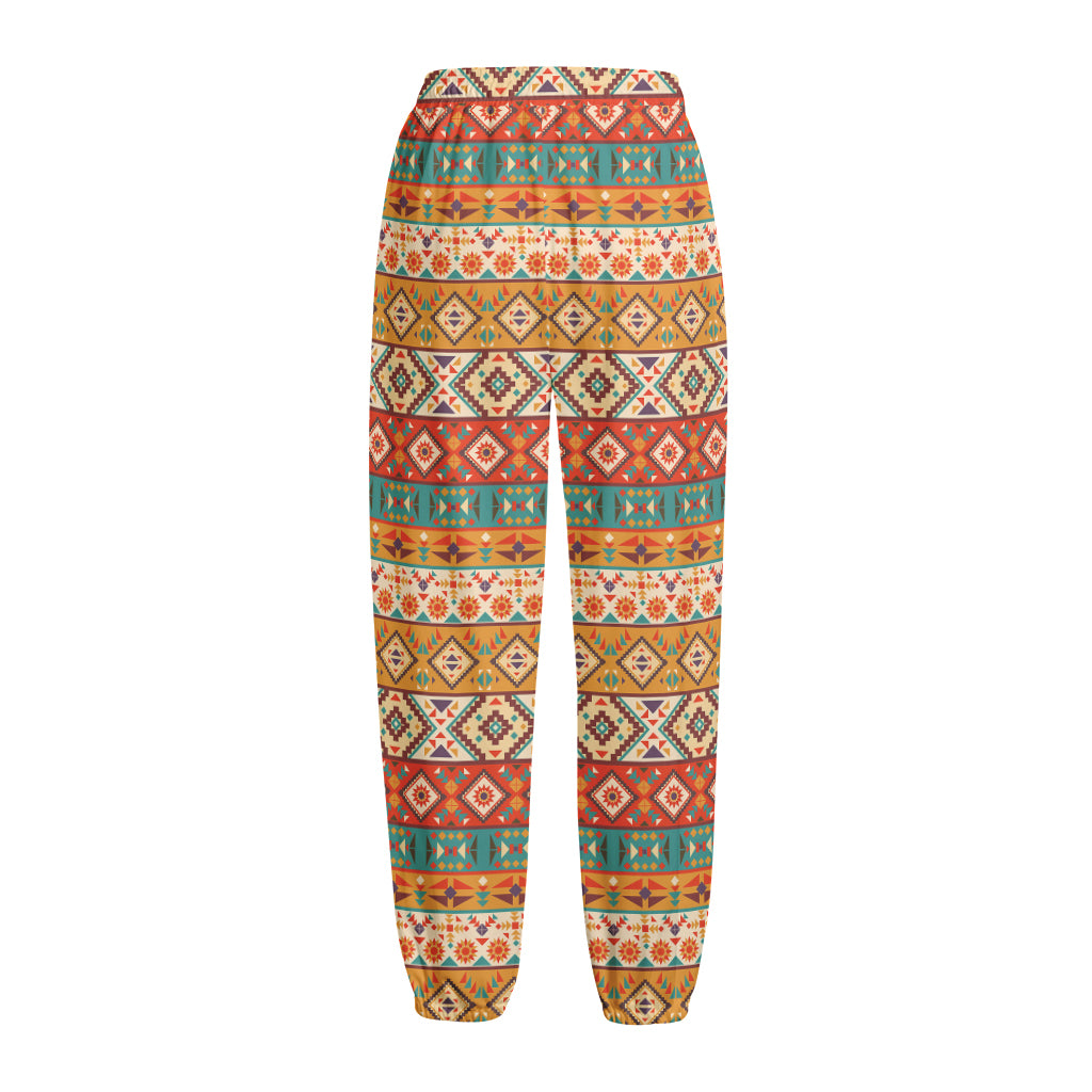 Navajo Native Pattern Print Fleece Lined Knit Pants