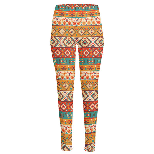Navajo Native Pattern Print High-Waisted Pocket Leggings