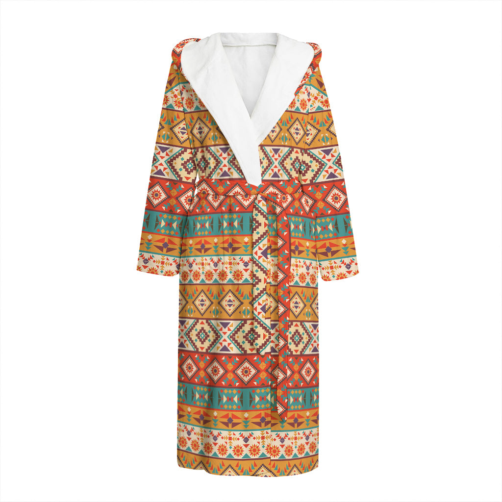 Navajo Native Pattern Print Hooded Bathrobe
