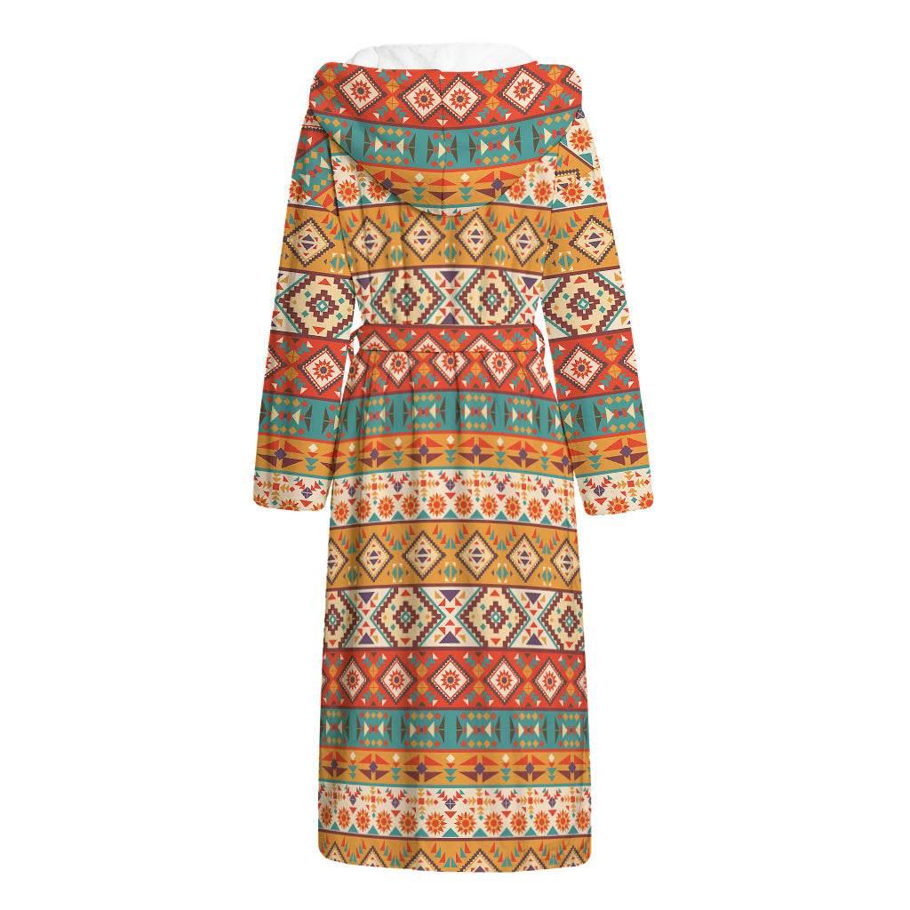 Navajo Native Pattern Print Hooded Bathrobe