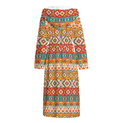 Navajo Native Pattern Print Hooded Bathrobe