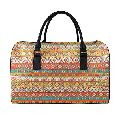 Navajo Native Pattern Print Leather Duffle Bag