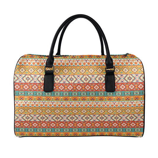 Navajo Native Pattern Print Leather Duffle Bag
