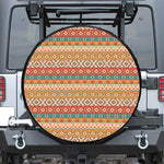 Navajo Native Pattern Print Leather Spare Tire Cover