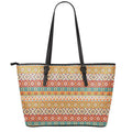 Navajo Native Pattern Print Leather Tote Bag With Zipper