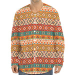 Navajo Native Pattern Print Long Sleeve Baseball Jersey