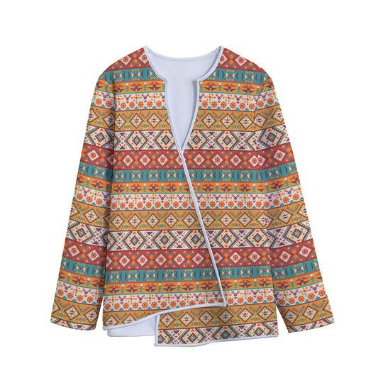 Navajo Native Pattern Print Long Sleeve Short Coat