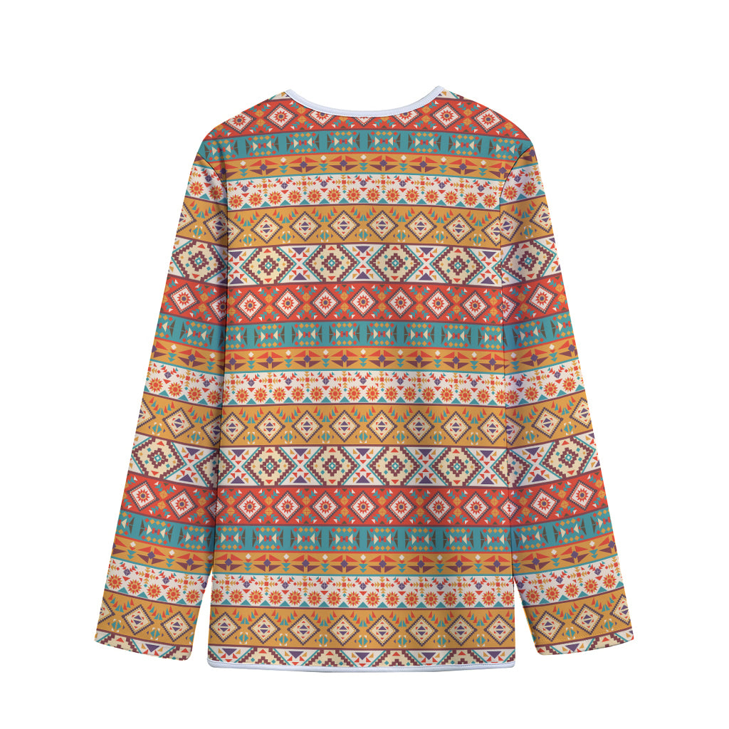 Navajo Native Pattern Print Long Sleeve Short Coat