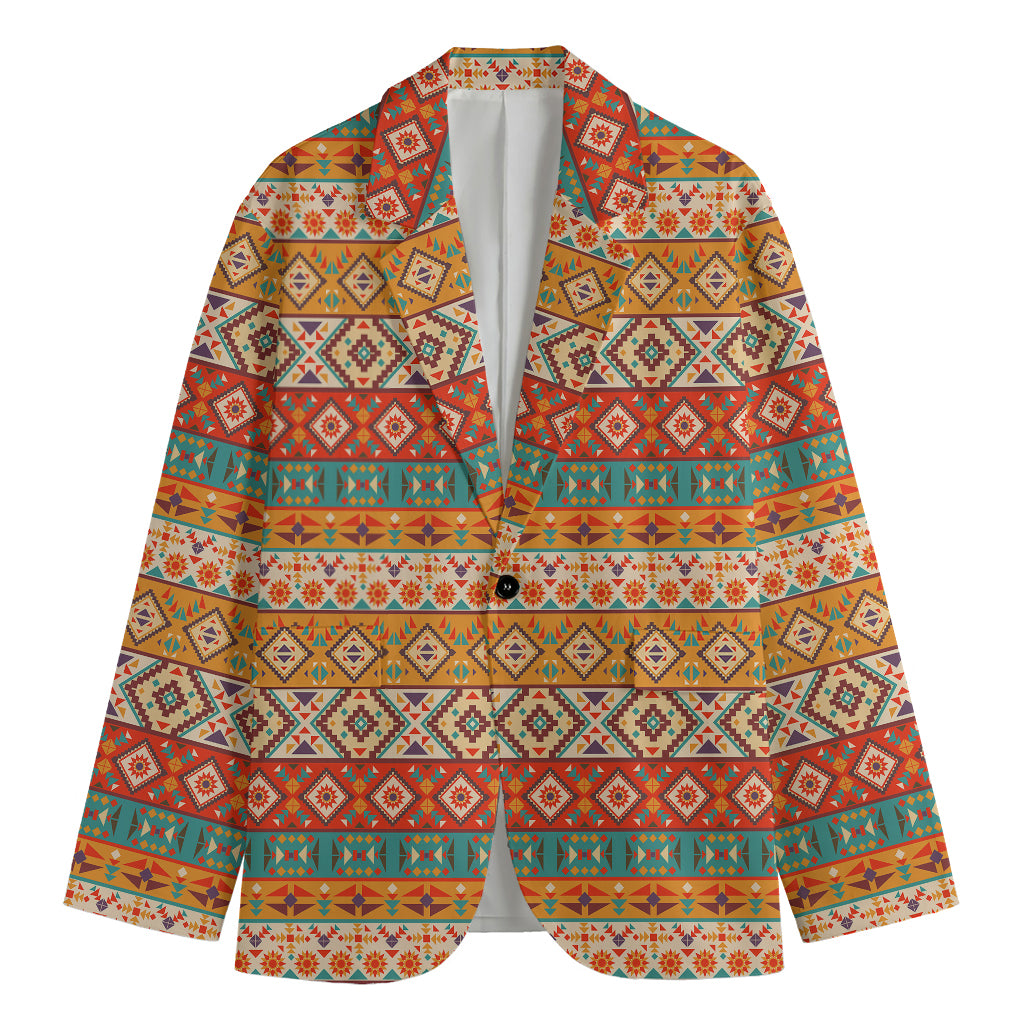 Navajo Native Pattern Print Men's Cotton Blazer