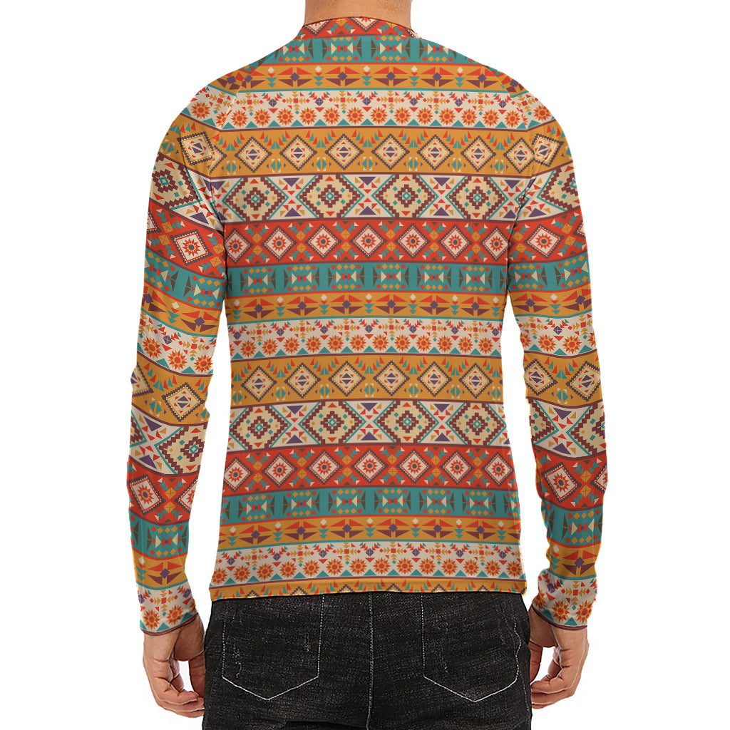 Navajo Native Pattern Print Men's Long Sleeve Rash Guard