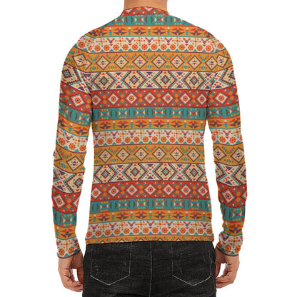 Navajo Native Pattern Print Men's Long Sleeve Rash Guard