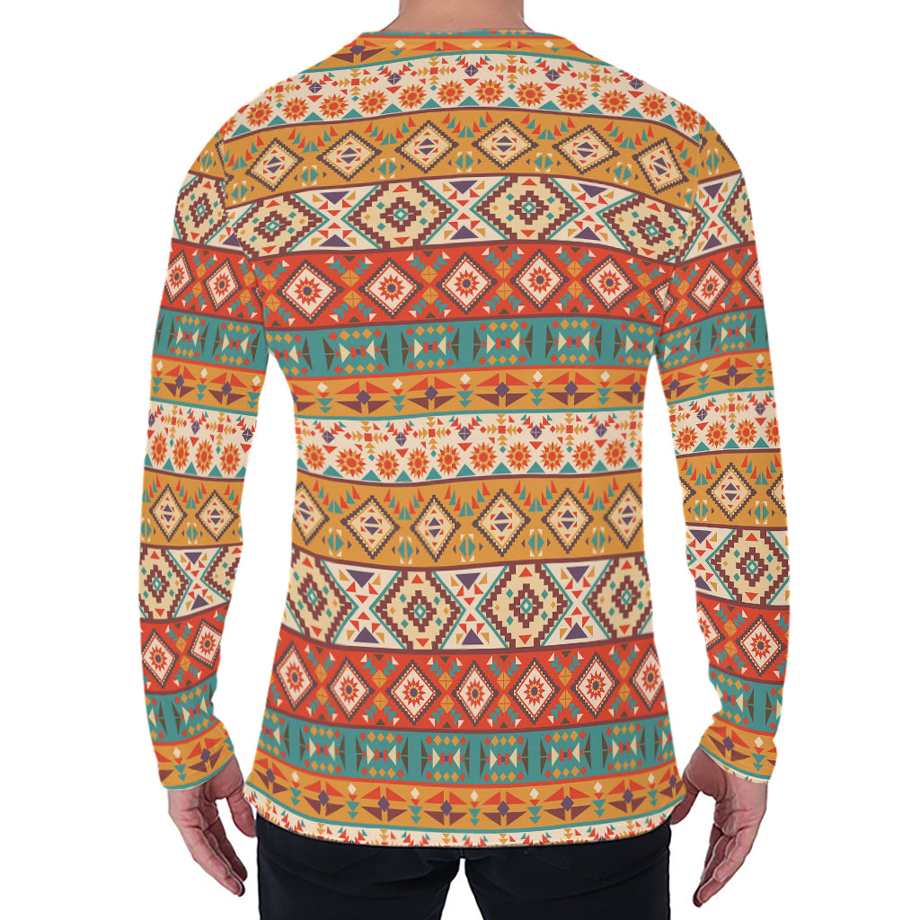 Navajo Native Pattern Print Men's Long Sleeve T-Shirt