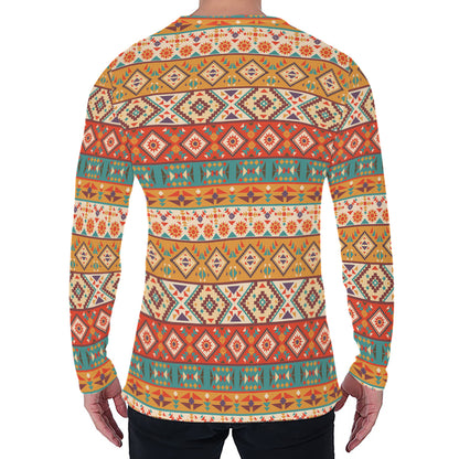 Navajo Native Pattern Print Men's Long Sleeve T-Shirt