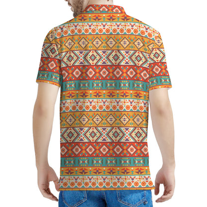 Navajo Native Pattern Print Men's Polo Shirt