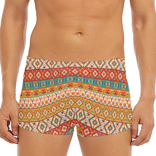 Navajo Native Pattern Print Men's Short Boxer Briefs