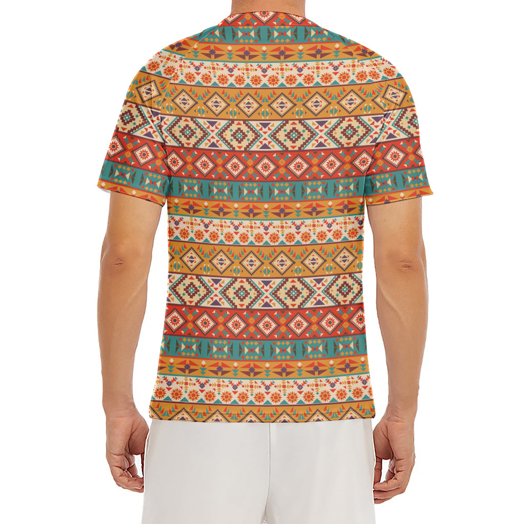 Navajo Native Pattern Print Men's Short Sleeve Rash Guard