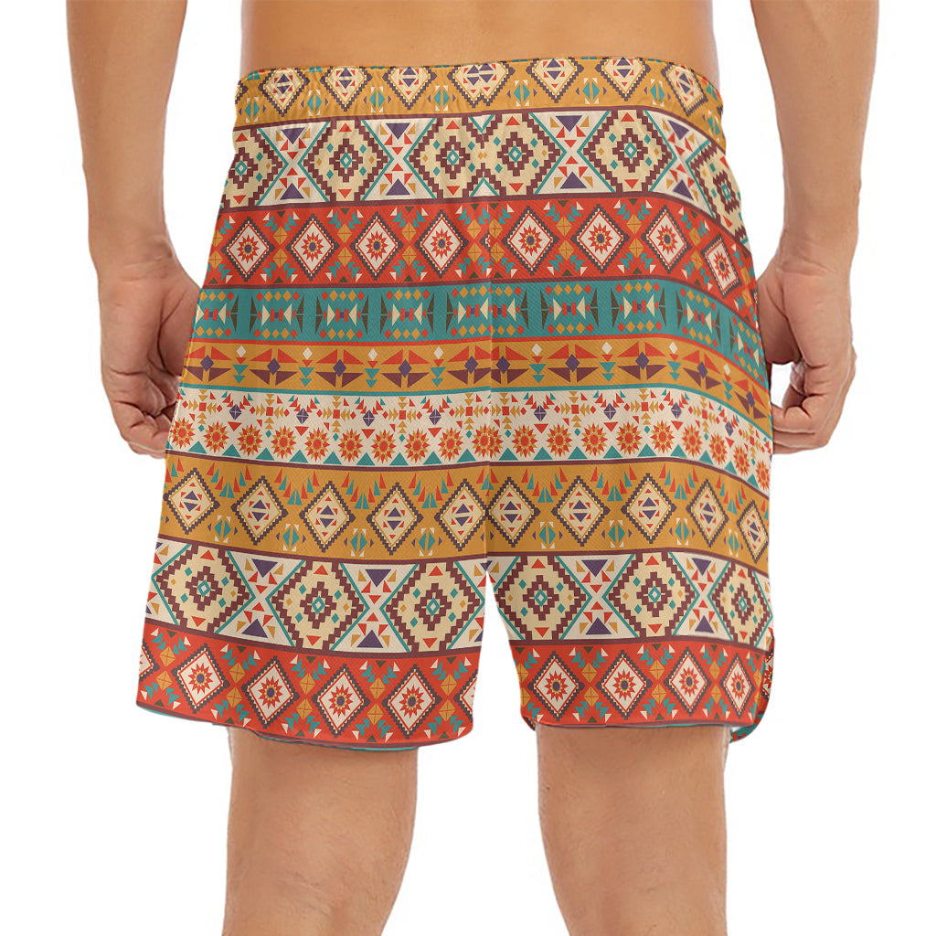 Navajo Native Pattern Print Men's Split Running Shorts